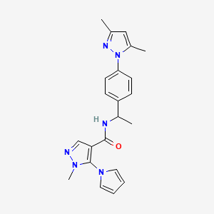 molecular formula C22H24N6O B6693900 N-[1-[4-(3,5-dimethylpyrazol-1-yl)phenyl]ethyl]-1-methyl-5-pyrrol-1-ylpyrazole-4-carboxamide 