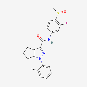 molecular formula C21H20FN3O2S B6693922 N-(3-fluoro-4-methylsulfinylphenyl)-1-(2-methylphenyl)-5,6-dihydro-4H-cyclopenta[c]pyrazole-3-carboxamide 