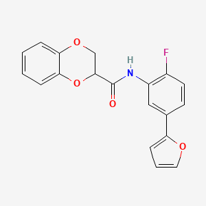 molecular formula C19H14FNO4 B6693975 N-[2-fluoro-5-(furan-2-yl)phenyl]-2,3-dihydro-1,4-benzodioxine-3-carboxamide 