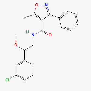 molecular formula C20H19ClN2O3 B6693980 N-[2-(3-chlorophenyl)-2-methoxyethyl]-5-methyl-3-phenyl-1,2-oxazole-4-carboxamide 