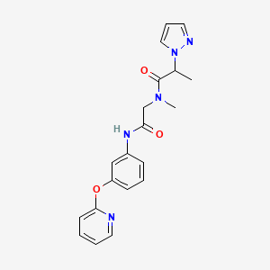 molecular formula C20H21N5O3 B6693994 N-methyl-N-[2-oxo-2-(3-pyridin-2-yloxyanilino)ethyl]-2-pyrazol-1-ylpropanamide 