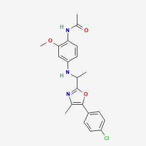 molecular formula C21H22ClN3O3 B6694179 N-[4-[1-[5-(4-chlorophenyl)-4-methyl-1,3-oxazol-2-yl]ethylamino]-2-methoxyphenyl]acetamide 