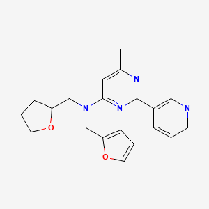 molecular formula C20H22N4O2 B6694200 N-(furan-2-ylmethyl)-6-methyl-N-(oxolan-2-ylmethyl)-2-pyridin-3-ylpyrimidin-4-amine 