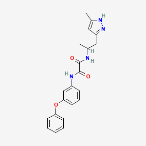 molecular formula C21H22N4O3 B6694316 N'-[1-(5-methyl-1H-pyrazol-3-yl)propan-2-yl]-N-(3-phenoxyphenyl)oxamide 