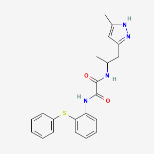 molecular formula C21H22N4O2S B6694323 N'-[1-(5-methyl-1H-pyrazol-3-yl)propan-2-yl]-N-(2-phenylsulfanylphenyl)oxamide 