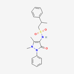molecular formula C20H23N3O3S B6694331 N-(1,5-dimethyl-3-oxo-2-phenylpyrazol-4-yl)-2-phenylpropane-1-sulfonamide 