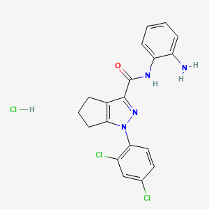 molecular formula C19H17Cl3N4O B6694344 N-(2-aminophenyl)-1-(2,4-dichlorophenyl)-5,6-dihydro-4H-cyclopenta[c]pyrazole-3-carboxamide;hydrochloride 