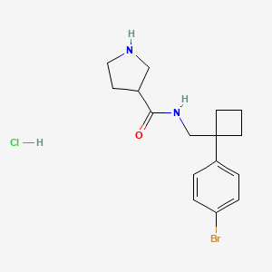 molecular formula C16H22BrClN2O B6694365 N-[[1-(4-bromophenyl)cyclobutyl]methyl]pyrrolidine-3-carboxamide;hydrochloride 
