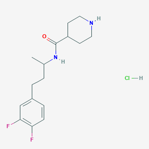 molecular formula C16H23ClF2N2O B6694373 N-[4-(3,4-difluorophenyl)butan-2-yl]piperidine-4-carboxamide;hydrochloride 