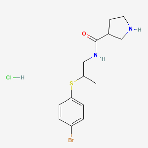 molecular formula C14H20BrClN2OS B6694392 N-[2-(4-bromophenyl)sulfanylpropyl]pyrrolidine-3-carboxamide;hydrochloride 