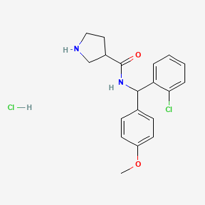 molecular formula C19H22Cl2N2O2 B6694414 N-[(2-chlorophenyl)-(4-methoxyphenyl)methyl]pyrrolidine-3-carboxamide;hydrochloride 
