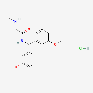 molecular formula C18H23ClN2O3 B6694420 N-[bis(3-methoxyphenyl)methyl]-2-(methylamino)acetamide;hydrochloride 