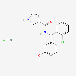 molecular formula C19H22Cl2N2O2 B6694425 N-[(2-chlorophenyl)-(3-methoxyphenyl)methyl]pyrrolidine-3-carboxamide;hydrochloride 