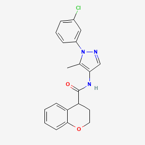 molecular formula C20H18ClN3O2 B6694501 N-[1-(3-chlorophenyl)-5-methylpyrazol-4-yl]-3,4-dihydro-2H-chromene-4-carboxamide 