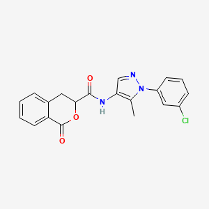 molecular formula C20H16ClN3O3 B6694515 N-[1-(3-chlorophenyl)-5-methylpyrazol-4-yl]-1-oxo-3,4-dihydroisochromene-3-carboxamide 