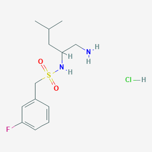 molecular formula C13H22ClFN2O2S B6694549 N-(1-amino-4-methylpentan-2-yl)-1-(3-fluorophenyl)methanesulfonamide;hydrochloride 