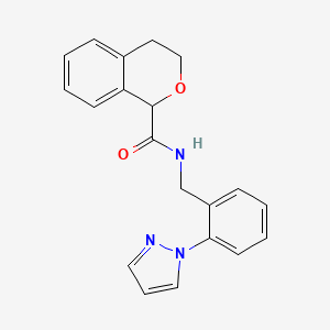 molecular formula C20H19N3O2 B6694566 N-[(2-pyrazol-1-ylphenyl)methyl]-3,4-dihydro-1H-isochromene-1-carboxamide 