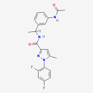molecular formula C21H20F2N4O2 B6694573 N-[1-(3-acetamidophenyl)ethyl]-1-(2,4-difluorophenyl)-5-methylpyrazole-3-carboxamide 