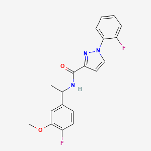 molecular formula C19H17F2N3O2 B6694782 N-[1-(4-fluoro-3-methoxyphenyl)ethyl]-1-(2-fluorophenyl)pyrazole-3-carboxamide 