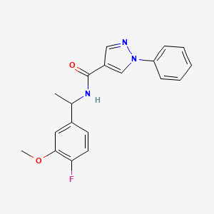 molecular formula C19H18FN3O2 B6694787 N-[1-(4-fluoro-3-methoxyphenyl)ethyl]-1-phenylpyrazole-4-carboxamide 