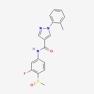 molecular formula C18H16FN3O2S B6694793 N-(3-fluoro-4-methylsulfinylphenyl)-1-(2-methylphenyl)pyrazole-4-carboxamide 