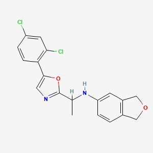 molecular formula C19H16Cl2N2O2 B6694799 N-[1-[5-(2,4-dichlorophenyl)-1,3-oxazol-2-yl]ethyl]-1,3-dihydro-2-benzofuran-5-amine 