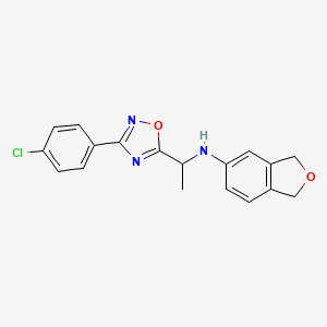 molecular formula C18H16ClN3O2 B6694816 N-[1-[3-(4-chlorophenyl)-1,2,4-oxadiazol-5-yl]ethyl]-1,3-dihydro-2-benzofuran-5-amine 