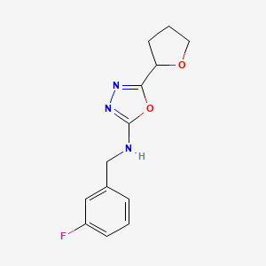 molecular formula C13H14FN3O2 B6694926 N-[(3-fluorophenyl)methyl]-5-(oxolan-2-yl)-1,3,4-oxadiazol-2-amine 