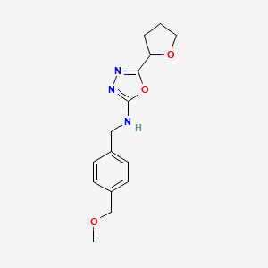 molecular formula C15H19N3O3 B6694965 N-[[4-(methoxymethyl)phenyl]methyl]-5-(oxolan-2-yl)-1,3,4-oxadiazol-2-amine 