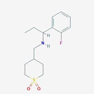 molecular formula C15H22FNO2S B6694994 N-[(1,1-dioxothian-4-yl)methyl]-1-(2-fluorophenyl)propan-1-amine 