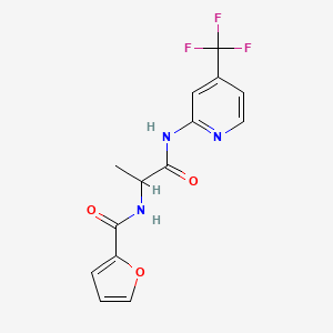 molecular formula C14H12F3N3O3 B6695044 N-[1-oxo-1-[[4-(trifluoromethyl)pyridin-2-yl]amino]propan-2-yl]furan-2-carboxamide 