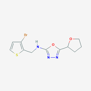 molecular formula C11H12BrN3O2S B6695199 N-[(3-bromothiophen-2-yl)methyl]-5-(oxolan-2-yl)-1,3,4-oxadiazol-2-amine 