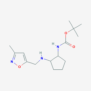 molecular formula C15H25N3O3 B6695234 tert-butyl N-[2-[(3-methyl-1,2-oxazol-5-yl)methylamino]cyclopentyl]carbamate 