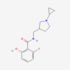 molecular formula C15H19FN2O2 B6695305 N-[(1-cyclopropylpyrrolidin-3-yl)methyl]-2-fluoro-6-hydroxybenzamide 