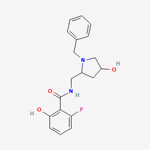 molecular formula C19H21FN2O3 B6695397 N-[(1-benzyl-4-hydroxypyrrolidin-2-yl)methyl]-2-fluoro-6-hydroxybenzamide 