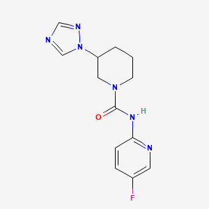 molecular formula C13H15FN6O B6695518 N-(5-fluoropyridin-2-yl)-3-(1,2,4-triazol-1-yl)piperidine-1-carboxamide 