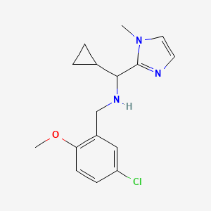 molecular formula C16H20ClN3O B6695620 N-[(5-chloro-2-methoxyphenyl)methyl]-1-cyclopropyl-1-(1-methylimidazol-2-yl)methanamine 
