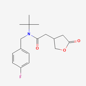 molecular formula C17H22FNO3 B6695629 N-tert-butyl-N-[(4-fluorophenyl)methyl]-2-(5-oxooxolan-3-yl)acetamide 