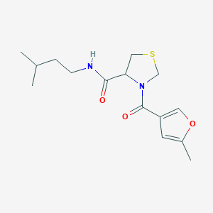 molecular formula C15H22N2O3S B6695860 N-(3-methylbutyl)-3-(5-methylfuran-3-carbonyl)-1,3-thiazolidine-4-carboxamide 