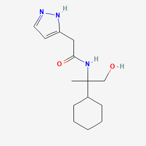 molecular formula C14H23N3O2 B6695928 N-(2-cyclohexyl-1-hydroxypropan-2-yl)-2-(1H-pyrazol-5-yl)acetamide 