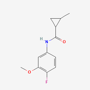 molecular formula C12H14FNO2 B6695948 N-(4-fluoro-3-methoxyphenyl)-2-methylcyclopropane-1-carboxamide 
