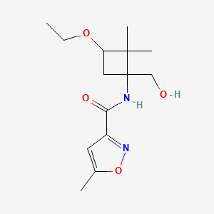 molecular formula C14H22N2O4 B6696053 N-[3-ethoxy-1-(hydroxymethyl)-2,2-dimethylcyclobutyl]-5-methyl-1,2-oxazole-3-carboxamide 