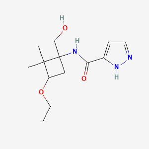 molecular formula C13H21N3O3 B6696066 N-[3-ethoxy-1-(hydroxymethyl)-2,2-dimethylcyclobutyl]-1H-pyrazole-5-carboxamide 