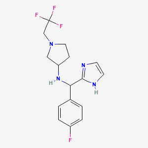 molecular formula C16H18F4N4 B6696422 N-[(4-fluorophenyl)-(1H-imidazol-2-yl)methyl]-1-(2,2,2-trifluoroethyl)pyrrolidin-3-amine 