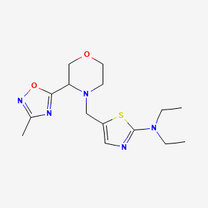 molecular formula C15H23N5O2S B6696652 N,N-diethyl-5-[[3-(3-methyl-1,2,4-oxadiazol-5-yl)morpholin-4-yl]methyl]-1,3-thiazol-2-amine 