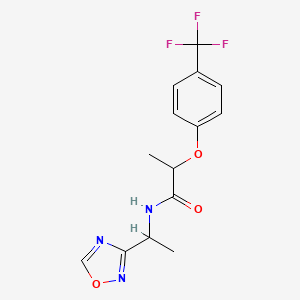 molecular formula C14H14F3N3O3 B6696700 N-[1-(1,2,4-oxadiazol-3-yl)ethyl]-2-[4-(trifluoromethyl)phenoxy]propanamide 