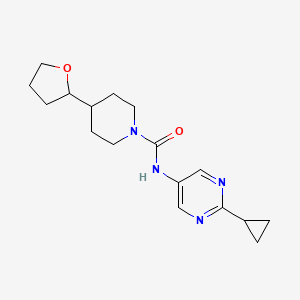 molecular formula C17H24N4O2 B6696901 N-(2-cyclopropylpyrimidin-5-yl)-4-(oxolan-2-yl)piperidine-1-carboxamide 