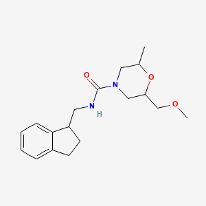 molecular formula C18H26N2O3 B6696998 N-(2,3-dihydro-1H-inden-1-ylmethyl)-2-(methoxymethyl)-6-methylmorpholine-4-carboxamide 