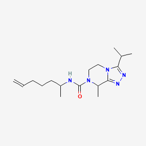 molecular formula C17H29N5O B6697022 N-hept-6-en-2-yl-8-methyl-3-propan-2-yl-6,8-dihydro-5H-[1,2,4]triazolo[4,3-a]pyrazine-7-carboxamide 