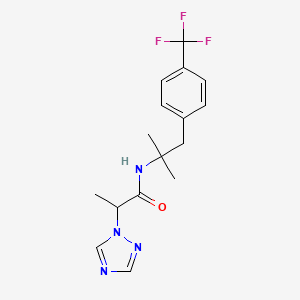 molecular formula C16H19F3N4O B6697123 N-[2-methyl-1-[4-(trifluoromethyl)phenyl]propan-2-yl]-2-(1,2,4-triazol-1-yl)propanamide 